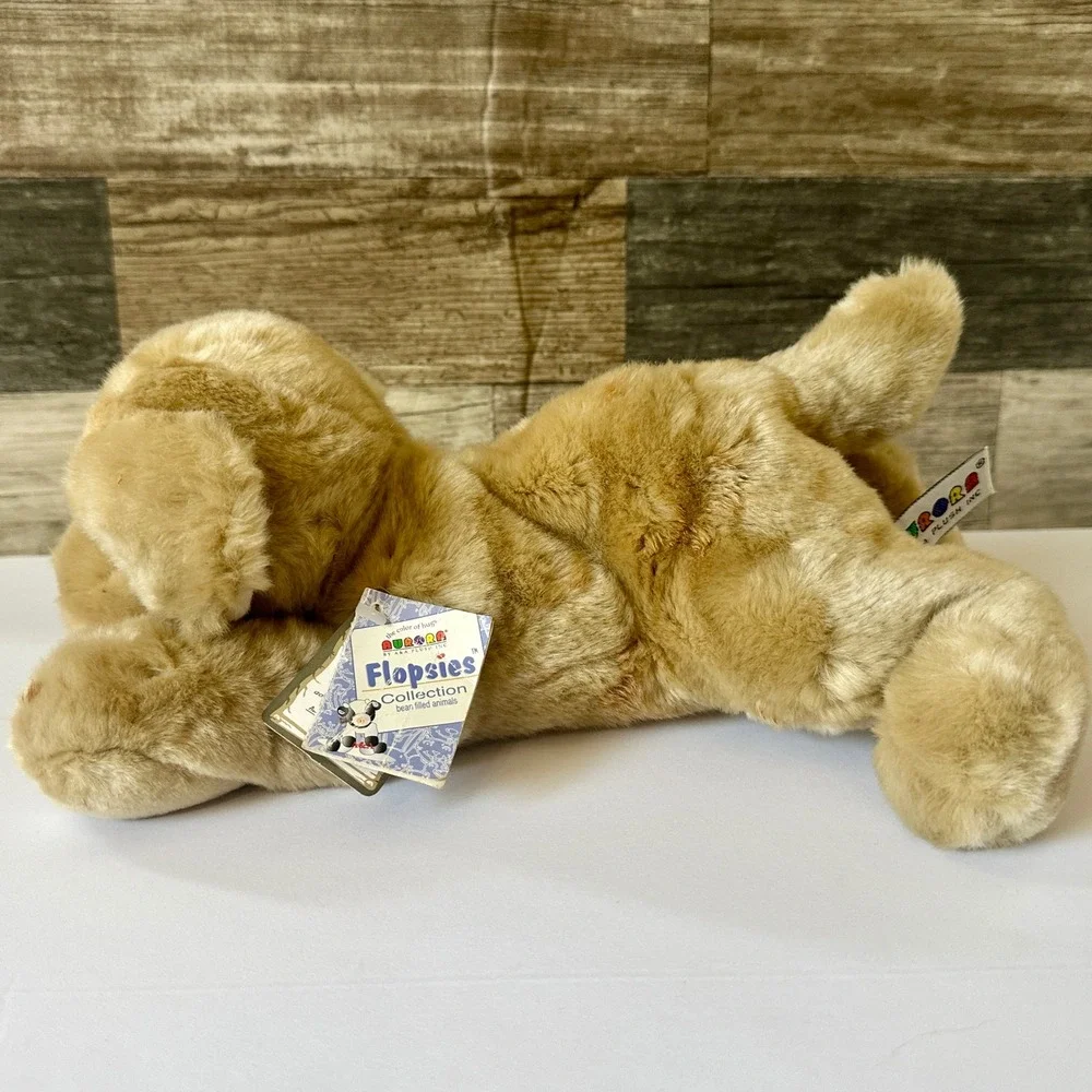 Aurora Flopsies Golden Retriever Dog Plush Bean Filled Puppy Tan Stuffed Animal